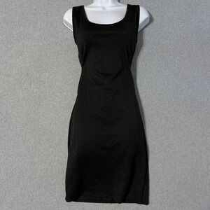 LA Breeze Black Sleeveless Textured Midi Dress Scoop Neck Small
